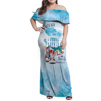 Chucks N Pearls 2024 Family Matching Off Shoulder Maxi Dress and Hawaiian Shirt I'm With Her LT7 - Wonder Print Shop