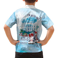 Chucks N Pearls 2024 Family Matching Off Shoulder Short Dress and Hawaiian Shirt I'm With Her LT7 - Wonder Print Shop