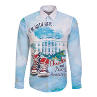 Chucks N Pearls 2024 Long Sleeve Button Shirt I'm With Her - Wonder Print Shop