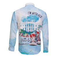 Chucks N Pearls 2024 Long Sleeve Button Shirt I'm With Her - Wonder Print Shop