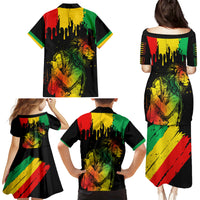 Jamaica Reggae Family Matching Puletasi Dress and Hawaiian Shirt Legend Bob Sketch Style One Love - Wonder Print Shop