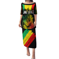 Jamaica Reggae Family Matching Puletasi Dress and Hawaiian Shirt Legend Bob Sketch Style One Love - Wonder Print Shop