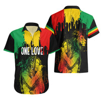 Jamaica Reggae Hawaiian Shirt Legend Bob Sketch Style One Love - Wonder Print Shop