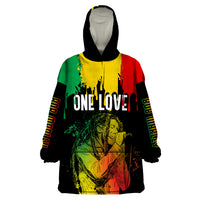 Jamaica Reggae Wearable Blanket Hoodie Legend Bob Sketch Style One Love - Wonder Print Shop