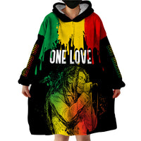 Jamaica Reggae Wearable Blanket Hoodie Legend Bob Sketch Style One Love - Wonder Print Shop