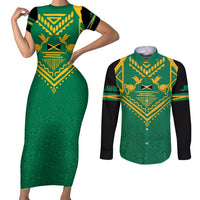 JLP Choose Jamaica Couples Matching Short Sleeve Bodycon Dress and Long Sleeve Button Shirt - Wonder Print Shop