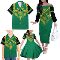 JLP Choose Jamaica Family Matching Off The Shoulder Long Sleeve Dress and Hawaiian Shirt - Wonder Print Shop