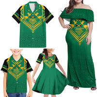 JLP Choose Jamaica Family Matching Off Shoulder Maxi Dress and Hawaiian Shirt - Wonder Print Shop