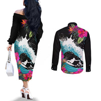 hawaii-surfing-couples-matching-off-the-shoulder-long-sleeve-dress-and-long-sleeve-button-shirts-triple-crown-rides-the-waves