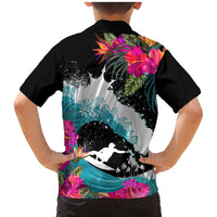 Hawaii Surfing Family Matching Mermaid Dress and Hawaiian Shirt Triple Crown Rides The Waves LT7 - Wonder Print Shop