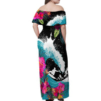 Hawaii Surfing Family Matching Off Shoulder Maxi Dress and Hawaiian Shirt Triple Crown Rides The Waves LT7 - Wonder Print Shop