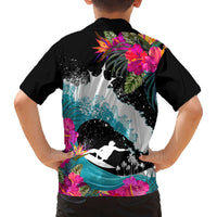 Hawaii Surfing Family Matching Off Shoulder Short Dress and Hawaiian Shirt Triple Crown Rides The Waves LT7 - Wonder Print Shop