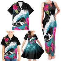 Hawaii Surfing Family Matching Tank Maxi Dress and Hawaiian Shirt Triple Crown Rides The Waves - Wonder Print Shop