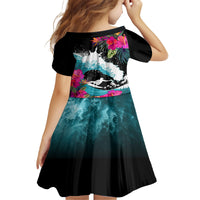 Hawaii Surfing Kid Short Sleeve Dress Triple Crown Rides The Waves - Wonder Print Shop