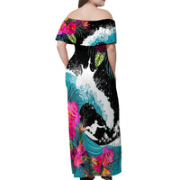 Hawaii Surfing Off Shoulder Maxi Dress Triple Crown Rides The Waves - Wonder Print Shop