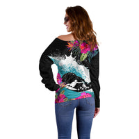 Hawaii Surfing Off Shoulder Sweater Triple Crown Rides The Waves - Wonder Print Shop