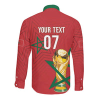 Morocco Football WC2026 Custom Long Sleeve Button Shirt Atlas Lions - Conquer The World - Wonder Print Shop