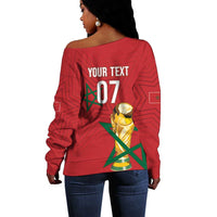 Morocco Football WC2026 Custom Off Shoulder Sweater Atlas Lions - Conquer The World - Wonder Print Shop