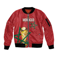Morocco Football WC2026 Custom Sleeve Zip Bomber Jacket Atlas Lions - Conquer The World - Wonder Print Shop