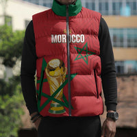 Morocco Football WC2026 Custom Sleeveless Puffer Jacket Atlas Lions - Conquer The World - Wonder Print Shop