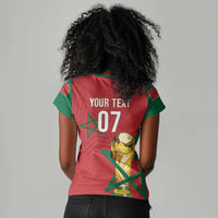 Morocco Football WC2026 Custom Women V-Neck T-Shirt Atlas Lions - Conquer The World LT7