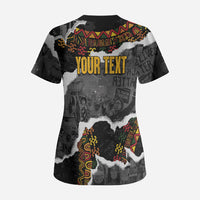 Juneteenth Freedom Day Personalized Grunge Ethnic Motif Scrub Top Black History
