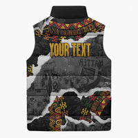 Juneteenth Freedom Day Personalized Grunge Ethnic Motif Sleeveless Puffer Jacket Black History