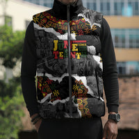 Juneteenth Freedom Day Personalized Grunge Ethnic Motif Sleeveless Puffer Jacket Black History