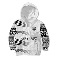Personalised Fiji Rugby Kid Hoodie Kaiviti WC 2023 Jersey Replica - White - Wonder Print Shop