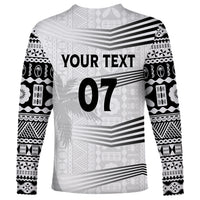 Personalised Fiji Rugby Long Sleeve Shirt Kaiviti WC 2023 Jersey Replica - White - Wonder Print Shop