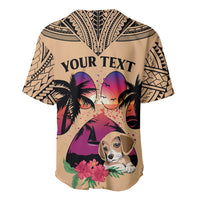 Personalised Polynesian Baseball Jersey Dog Lover With Beagle - Sunset At The Beach LT7 - Wonder Print Shop