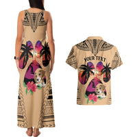Personalised Polynesian Couples Matching Tank Maxi Dress And Hawaiian Shirt Dog Lover With Beagle - Sunset At The Beach LT7 - Wonder Print Shop