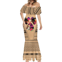 Personalised Polynesian Mermaid Dress Dog Lover With Beagle - Sunset At The Beach - Wonder Print Shop