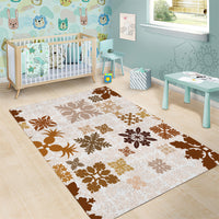 Vintage Hawaii Area Rug Hawaiian Quilt Kapa Mismatch Beige LT7 - Wonder Print Shop