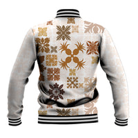 Vintage Hawaii Baseball Jacket Hawaiian Quilt Kapa Mismatch Beige LT7 - Wonder Print Shop