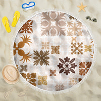 Vintage Hawaii Beach Blanket Hawaiian Quilt Kapa Mismatch Beige LT7 - Wonder Print Shop