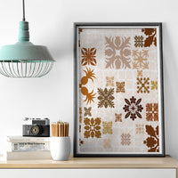 Vintage Hawaii Canvas Wall Art Hawaiian Quilt Kapa Mismatch Beige LT7 - Wonder Print Shop