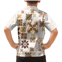 Vintage Hawaii Family Matching Mermaid Dress and Hawaiian Shirt Hawaiian Quilt Kapa Mismatch Beige LT7 - Wonder Print Shop