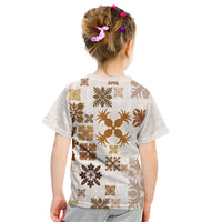 Vintage Hawaii Kid T Shirt Hawaiian Quilt Kapa Mismatch Beige - Wonder Print Shop