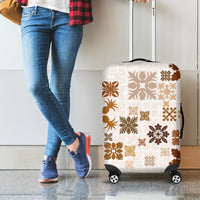 Vintage Hawaii Luggage Cover Hawaiian Quilt Kapa Mismatch Beige - Wonder Print Shop