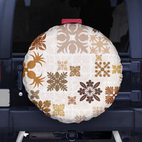 Vintage Hawaii Spare Tire Cover Hawaiian Quilt Kapa Mismatch Beige - Wonder Print Shop