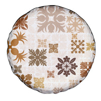 Vintage Hawaii Spare Tire Cover Hawaiian Quilt Kapa Mismatch Beige - Wonder Print Shop