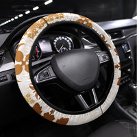 Vintage Hawaii Steering Wheel Cover Hawaiian Quilt Kapa Mismatch Beige - Wonder Print Shop