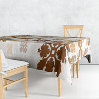 Vintage Hawaii Tablecloth Hawaiian Quilt Kapa Mismatch Beige - Wonder Print Shop