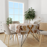 Vintage Hawaii Tablecloth Hawaiian Quilt Kapa Mismatch Beige - Wonder Print Shop