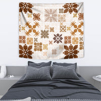 Vintage Hawaii Tapestry Hawaiian Quilt Kapa Mismatch Beige - Wonder Print Shop