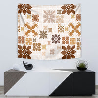 Vintage Hawaii Tapestry Hawaiian Quilt Kapa Mismatch Beige - Wonder Print Shop