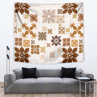 Vintage Hawaii Tapestry Hawaiian Quilt Kapa Mismatch Beige - Wonder Print Shop