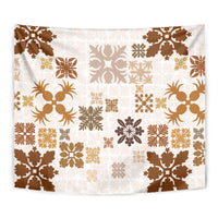 Vintage Hawaii Tapestry Hawaiian Quilt Kapa Mismatch Beige - Wonder Print Shop