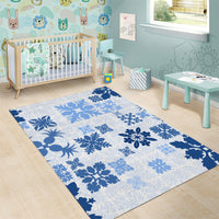 Vintage Hawaii Area Rug Hawaiian Quilt Kapa Mismatch Blue LT7 - Wonder Print Shop